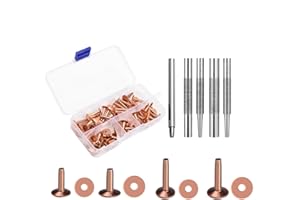 WUTA Copper Rivets and Burrs, 86Pcs, Solid Brass Rust-Proof Studs Leather Copper Rivet for Leather Pure Copper Rivet Setting 