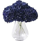 KISLOHUM Artificial Hydrangea Flowers Navy Blue Heads 10pcs Fake Hydrangea Silk Flowers for Wedding Bouquets Centerpieces DIY Floral Decor Home Decoration with Stems