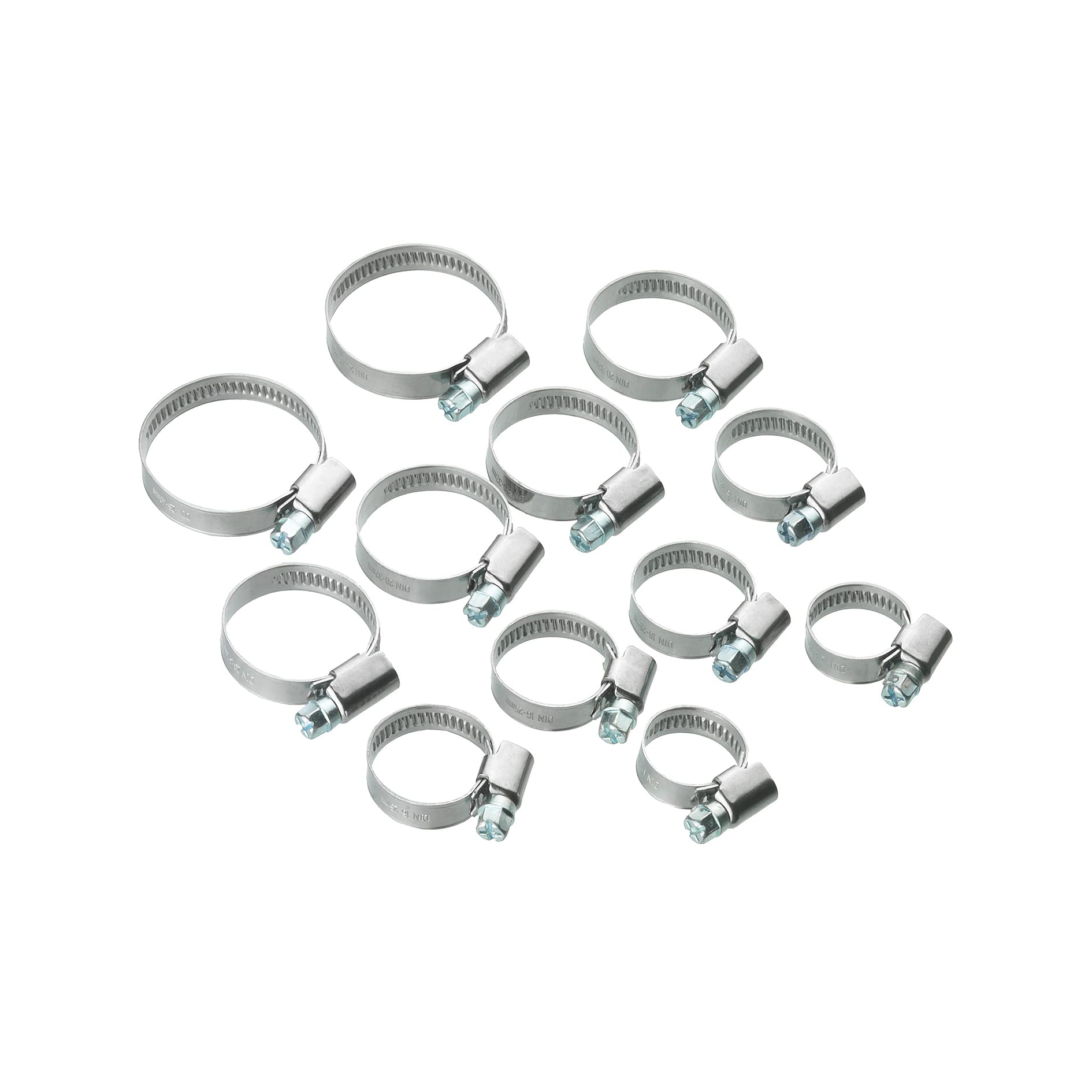 CON:P Hose clamp Set, 12 Pieces, Various Clamping Widths 12-20 mm, 16-25 mm, 20-32 mm and 25-40 mm, Made of Stainless Steel, Hose clamp, Hose Attachment, SA166