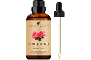NEWCRAFT Geranium Essential Oils Organic, 30ML 100% Pure and Natural Geranium Essential Oil with Dropper for Aromatherapy Diffuser - Geranium/1 Fl Oz