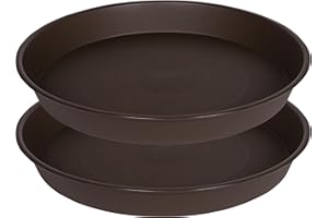 Angde 2 Pack of 18 19 inch Tray, Large Plant Saucer, Bird Baths Tray, Deep Durable Bird Bath Bowls only, Birdbaths for The Garden, Flower Pot Saucers Round (Chocolate Brown)