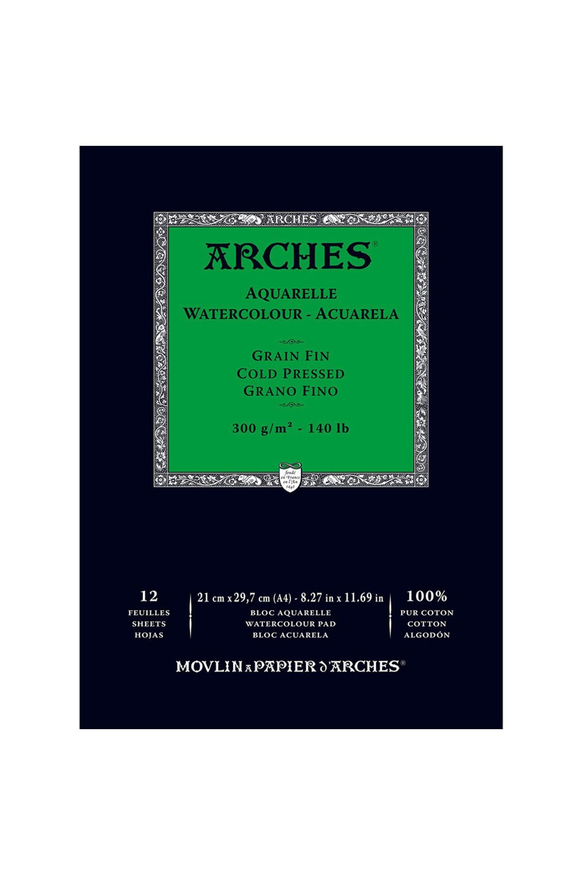 Unbekannt Arches Aquarelle Watercolour Paper on a Roll, Wood, White, Block 12 Blatt - A4