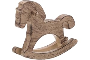 Hemobllo Mini Vintage Wooden Rocking Horse: Hand-Carved Rocking Horse Ornament for Bedroom Office Study Table Decor Compact -