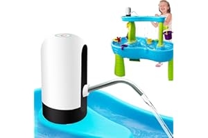 Infowush Powerful Water Table Pump, Battery Powered Water Pump for Water Table 3 Hours Non-Stop Fun Portable Summer Outdoor Sand/Water Table Toys Water Play Table Accessories for Toddlers Kids（White）