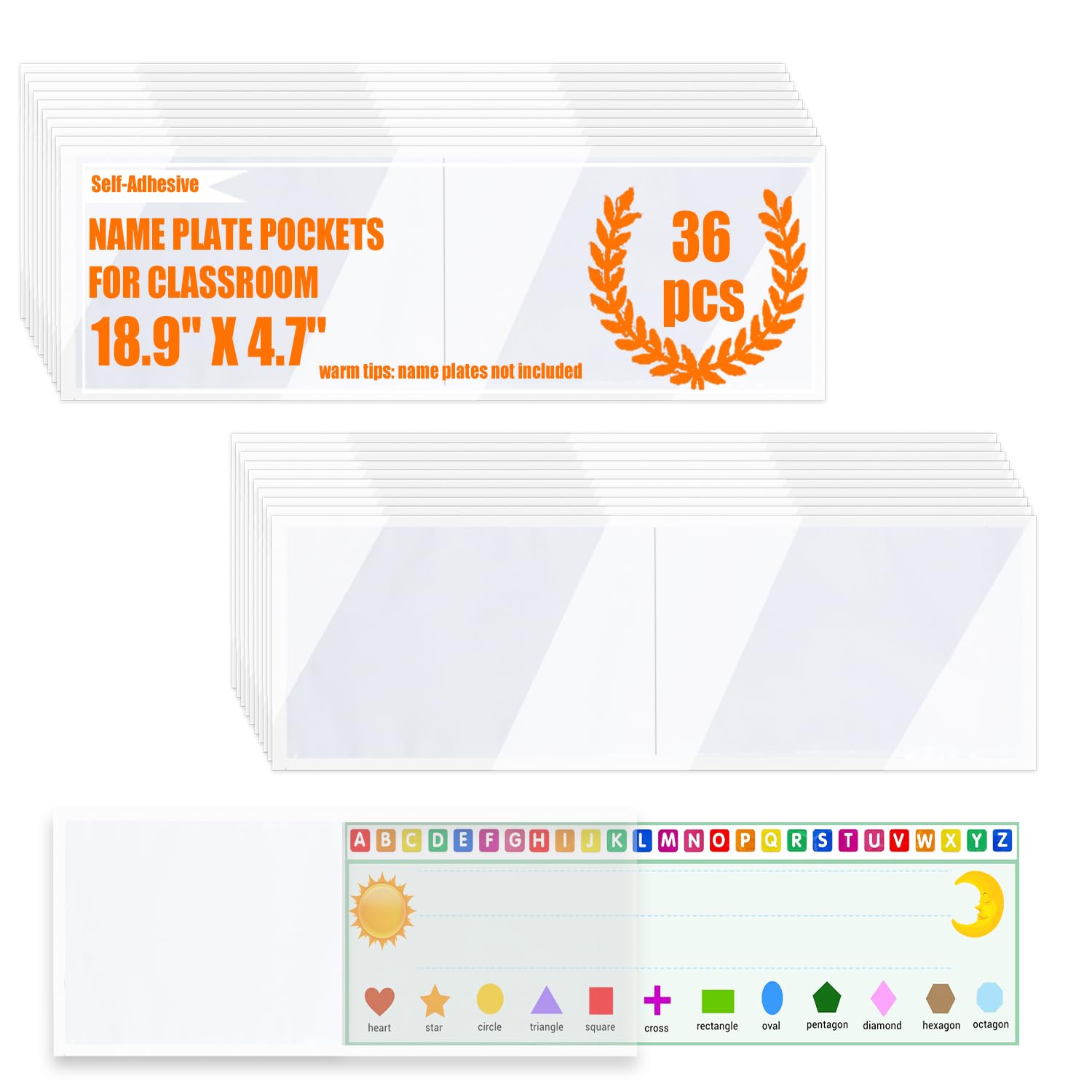 Photo 1 of 36 PCS Nameplate Pocket Adhesive Desk Nameplates Name Tag Pocket 18.9 x 4.7Inch (Thickness is 7mil)