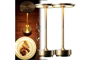 BSDDP Table Lamp, Small Wireless Rechargeable Lamps Cordless, Kitchen LED Warm Light Countertop, 3 Color Portable Modern Brass Decorative Touch Lights for Dinner, Patio, Bedroom, Living Room