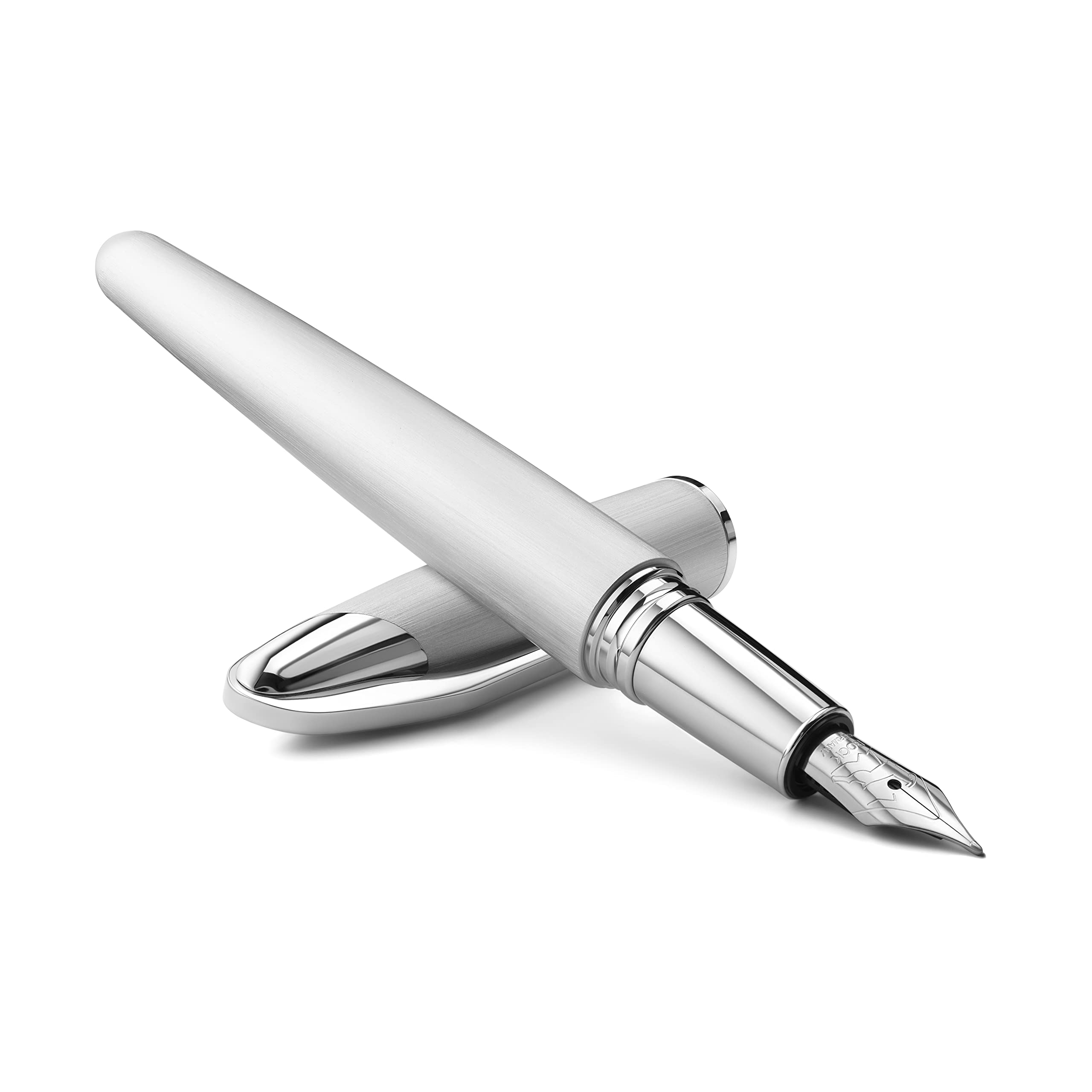 Colibri Equinox Fountain Pen-brushed Steel and Chrome Finish Luxury Pen-Sleek Branded Spring-Clip-Bock Medium Size Nib System- Comes In A Nice Gift Box-Gift For Men And Women