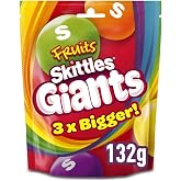 Skittles Giants Vegan Sweets, Fruit Flavoured Sharing Bag, Pouch 132g | Sharing Bag, Pouch