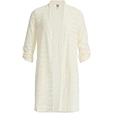 Anne Klein Womens Women's Wave Knit Long Cardigan Sweater