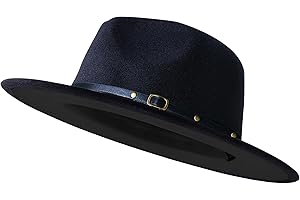 KUJUHA Wide Brim Fedora Hats for Women Men Two Tone Dress Hat Felt Panama Hat in Two Audlt Size