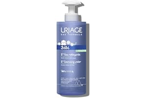 URIAGE Baby 1st Cleansing Water with Organic Edelweiss I No-Rinse, Soothes, and Softens, Face & Body, Paraben & Soap Free, 500 mL / 17 oz