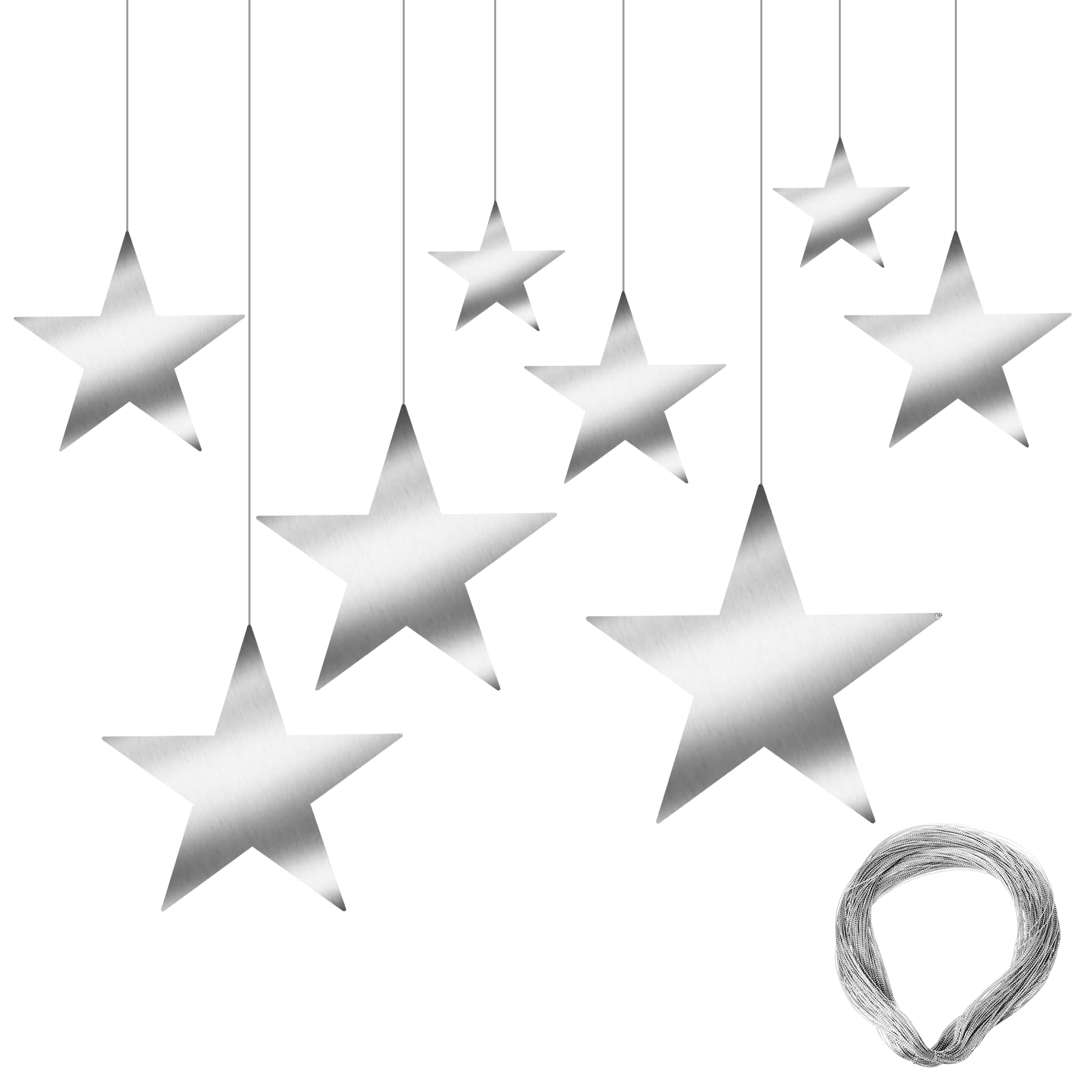 Photo 1 of *MISSING PARTS UNKNOWN*
24 Pcs Silver Cardboard Stars Hanging Stars Cutouts for Party Decoration 4 Sizes Glitter Star Cardboard with Nylon String Double Printed Paper Star Decorations for Wedding Wall Decor
