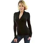 AmélieBoutik Women Deep V Neck Empire Waist Long Sleeve Knit WrapTop Sweater