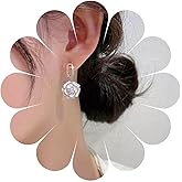 Andelaisi Boho Crystal Flower Earrings Black Flower Drop Earrings Vintage Pearl Flower Dangle Earrings Bling Cz Oval Circle Earrings Jewelry for Women