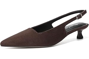 Mostrin Slingback Kitten Heels for Women Pointed Closed Toe Heels Low Pumps Shoes for Party Work Office