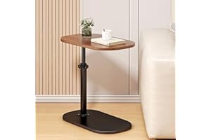 Vorriop Pedestal Adjustable c Table for Small Spaces，C Shaped End Table Desktop can Turn 360° and The Height of The Sofa Small TV Tray Table Can be Adjusted for Couch