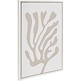 Kate and Laurel Sylvie Abstract Coral Coastal Beige Framed Canvas Wall Art