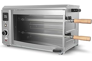 Brazilian Flame Indoor or Outdoor Rotisserie Grill Roaster with 2 Auto Rotating Skewers for Rotisserie Chicken, Steak, Fish, Brazilian Style BBQ, Electric Rotisserie Oven for Apartment or Home