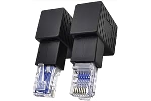Traovien RJ45 Ethernet Adapter, 90 Degree Angle Cat5e/Cat6 Ethernet RJ45 8P8C Male to Female Network Adapter Connector for Co