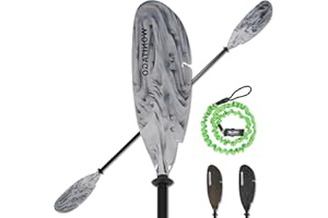 WONITAGO Angler Kayak Paddles Aluminum Paddle with Plastic Blades and Paddle Leash, Floating Adjustable Fishing Kayak Oars, 3 Piece, 230-250cm/90-98 inch