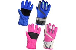 Momoon Kids Winter Gloves Toddler Snow Gloves 2 Pairs Adjustable Warm Gloves for boys and girls