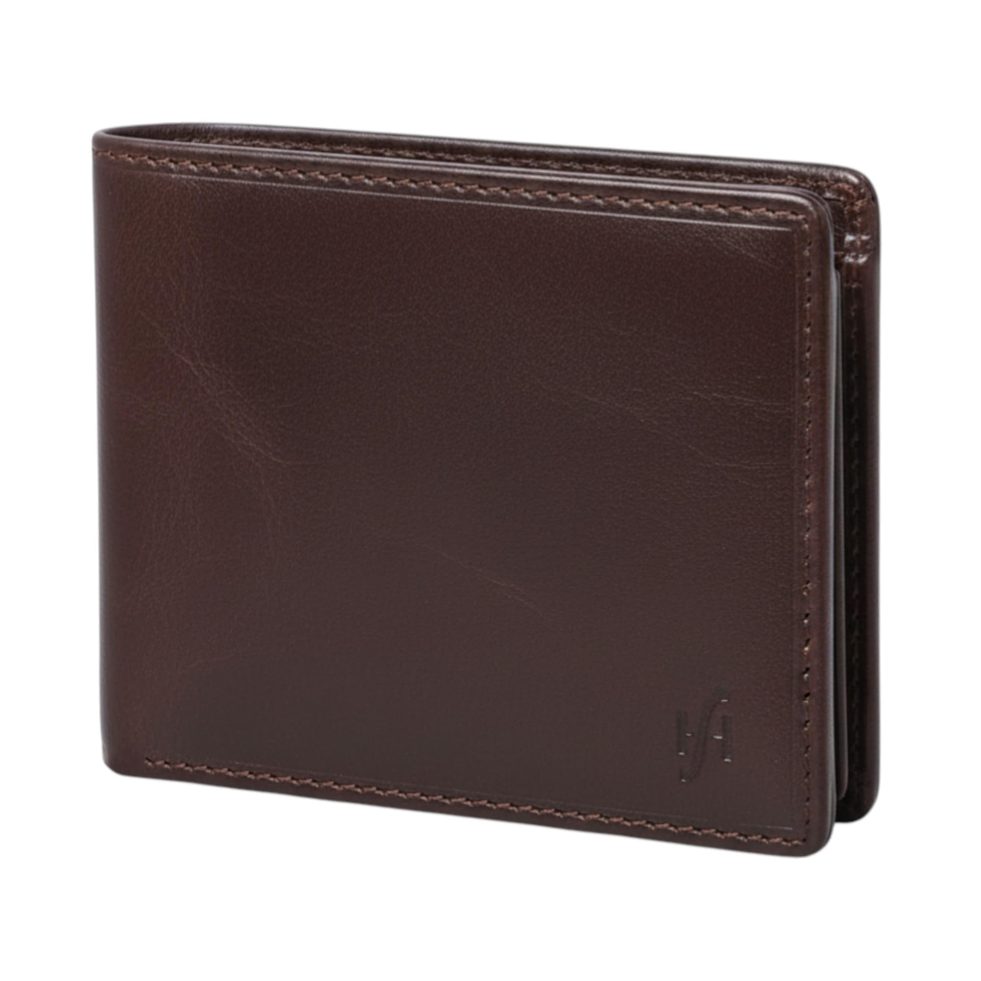 STARHIDE Genuine Leather Slim Bifold Money Clip Wallet, RFID Safe Card Holder with Coin Pocket, 10 Card Capacity, Gift Boxed, Model 820 (Brown)