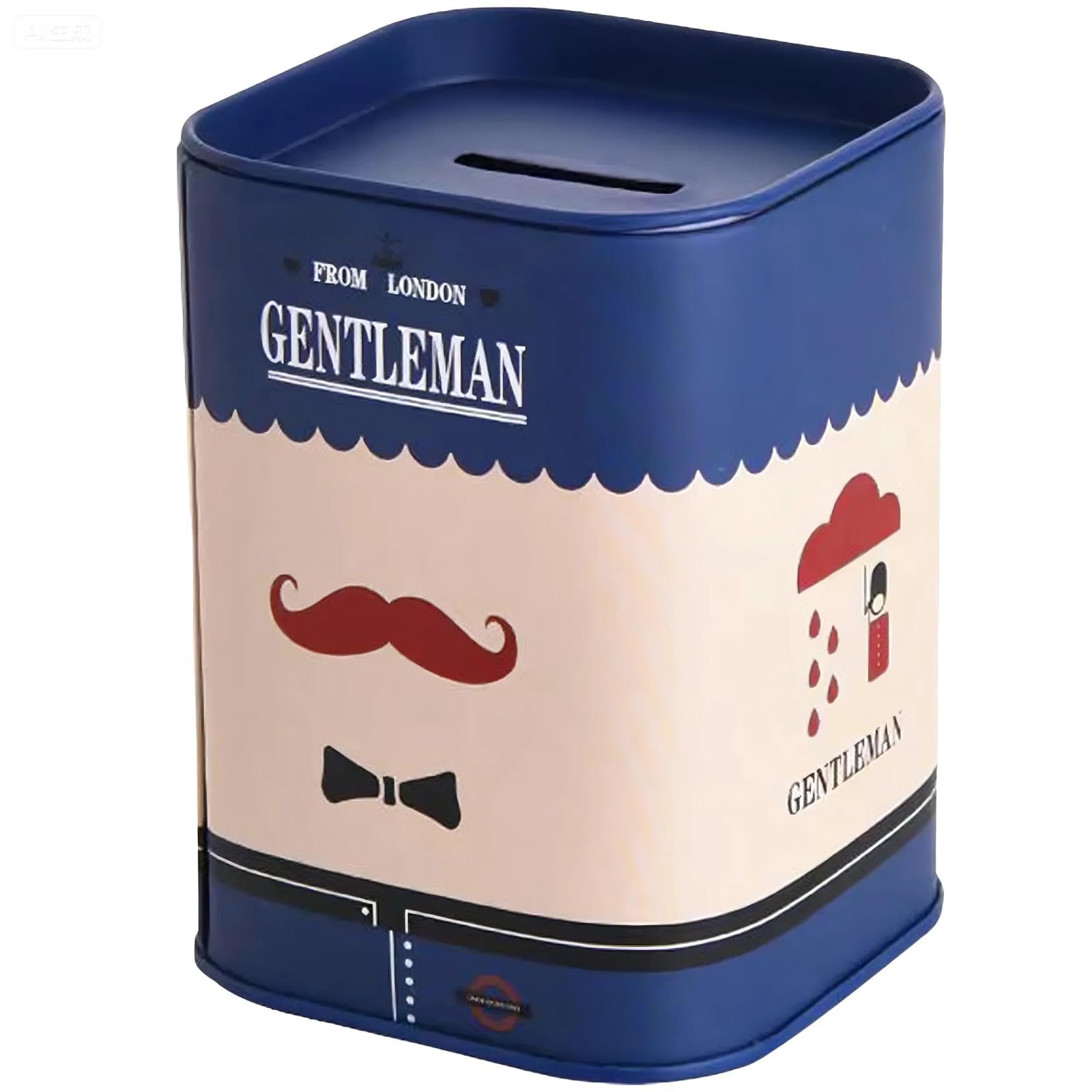 Photo 1 of 1 Pack Tinplate Piggy Bank Square Money Box Metal British Style Storage Jar Cartoon Children S Piggy Bank