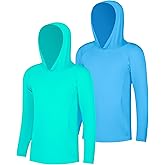 BIG ELEPHANT 2 Pack Boys Athletic Hoodie Mesh Moisture Wicking Active Performance Long Sleeve T Shirt Quick Dry Fit Pullover