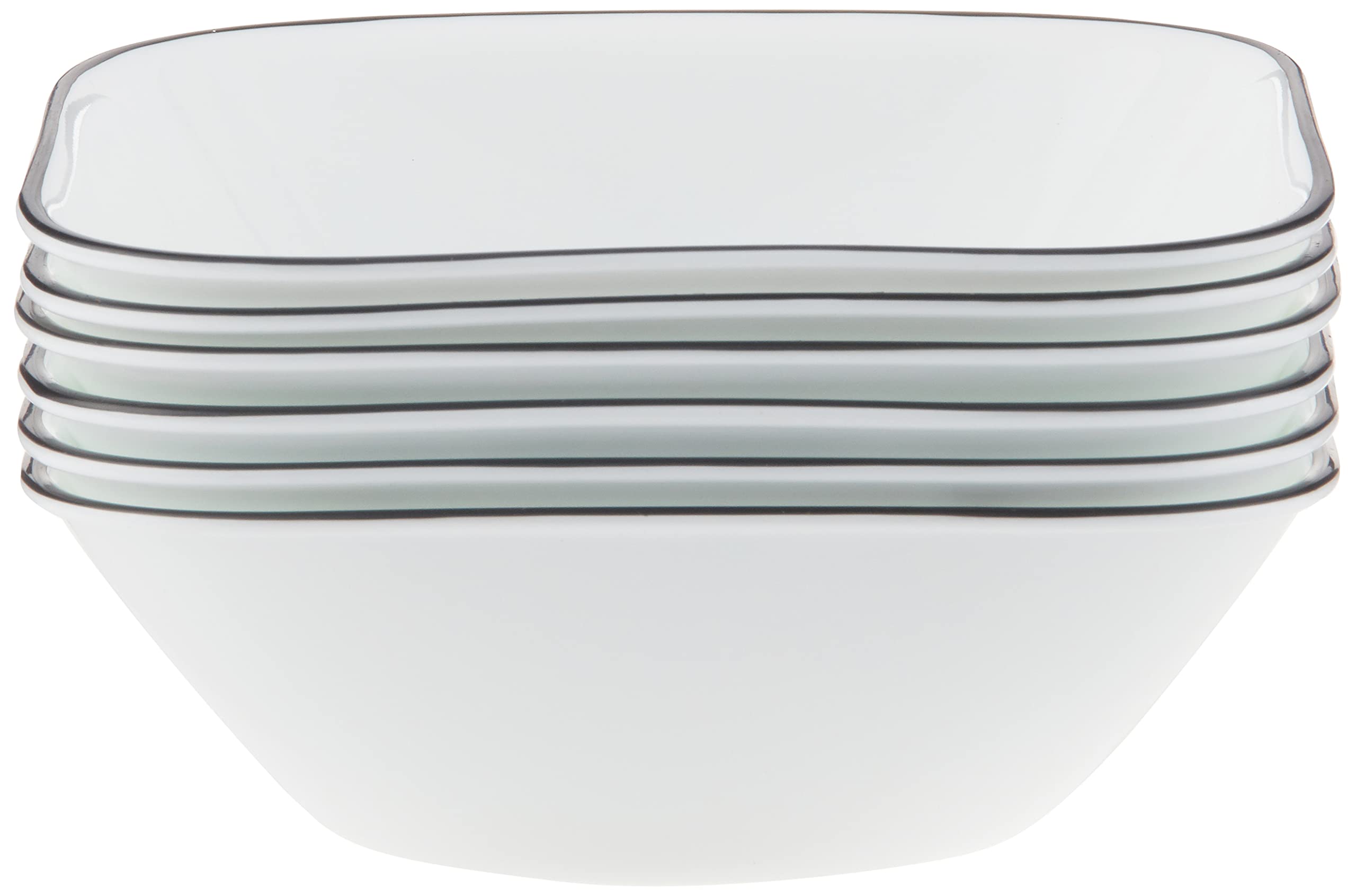 Corelle Square Simple Lines Cereal Bowls 22oz, Pack of 6, White,1107745