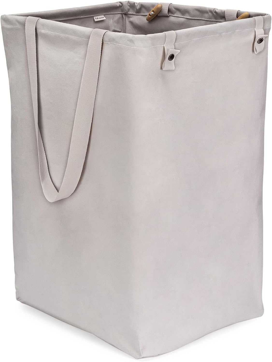 Full Circle Loads of Fun Foldable Laundry Basket for Dirty Wax, Tall Standing Laundry Bag Made of Organic Cotton with Long Handles - Ideal for Bathroom, Bedroom and Children's Room, Grey