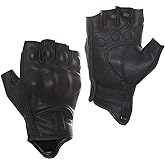 Harssidanzar Mens Motorcycle Gloves Half Finger Goatskin Leather Gloves GM037CA
