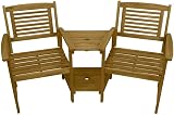 Monster Shop Wooden Companion Love Seat Garden Set 2 Cushions Acacia view 3