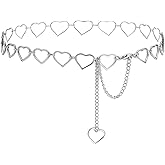 Exircy Heart Silver Waist Chain, Waist Chain Belt for Women Adjustable Metal Body Belly with Heart Design for Dress Jeans Bikini