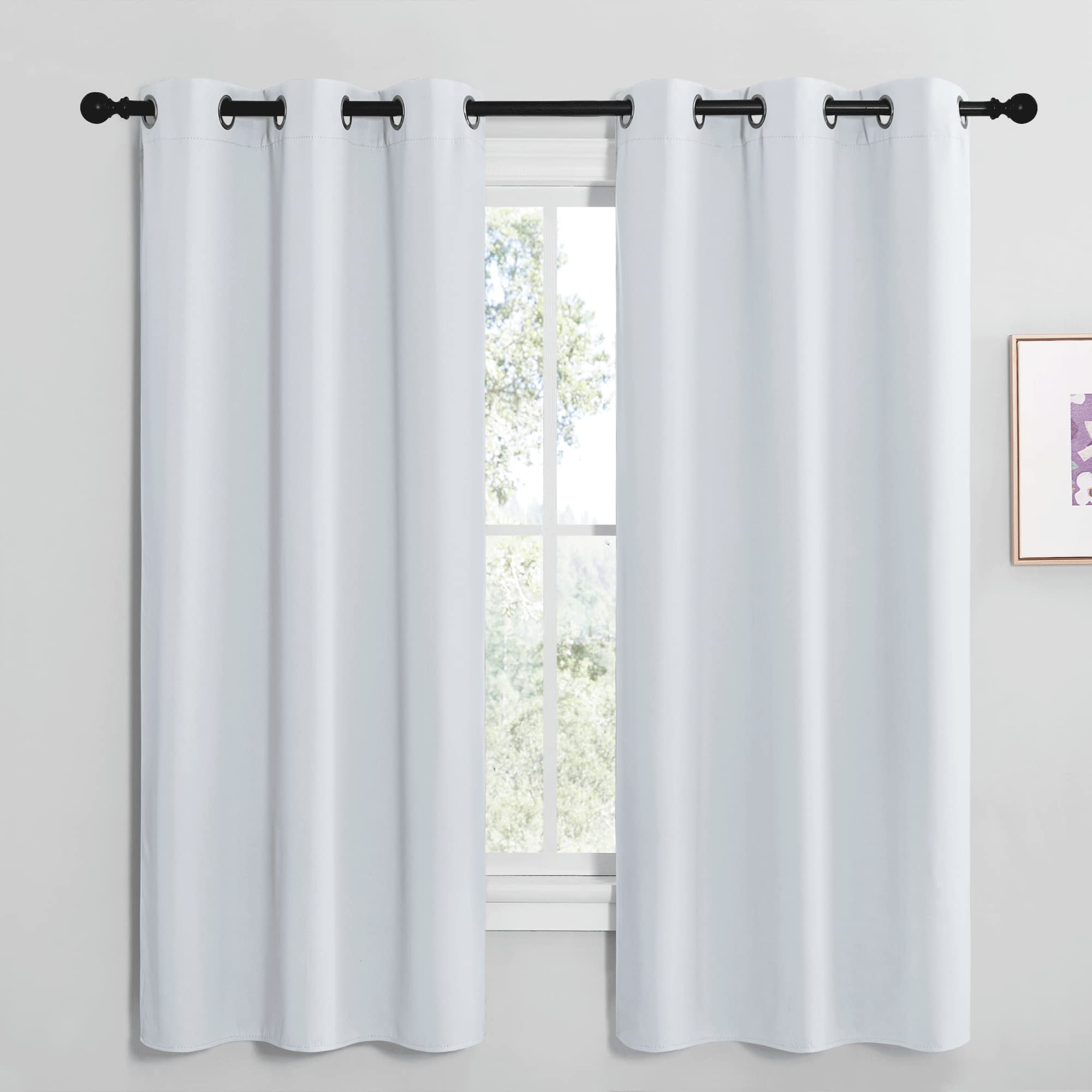 Photo 1 of NICETOWN Room Darkening Draperies Curtains Panels, Window Treatment Thermal Insulated Grommet Room Darkening Curtains/Drapes for Bedroom (Greyish White, 2 Panels, 42 by 68)