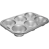 Fox Run Stainless Steel Extra Large Muffin and Cupcake Pan, 6 Cup