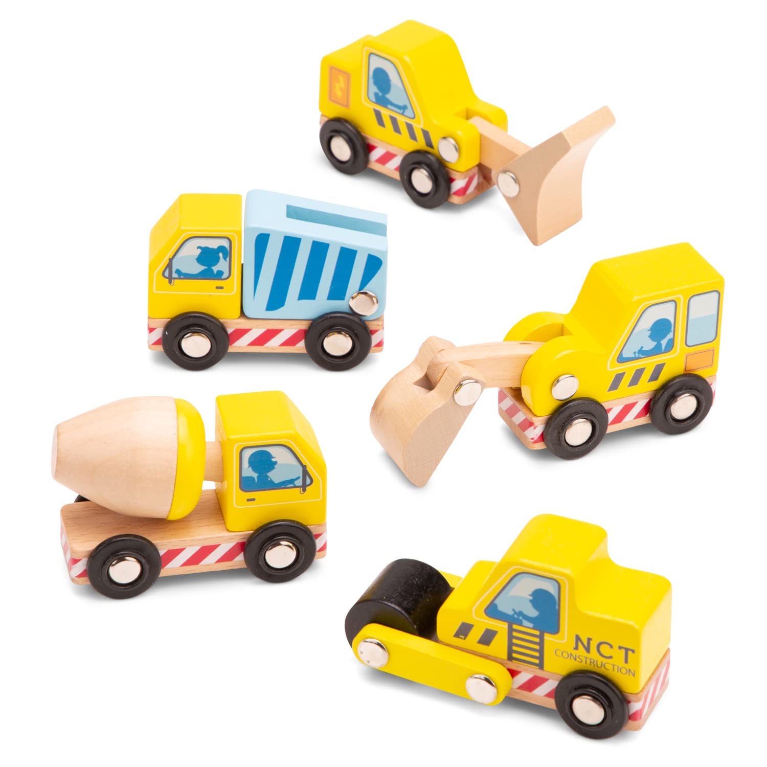 New Classic Toys 11947 Construction Vehicles Pack of 5, Yellow