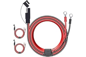 LEICESTERCN [3-Pack] LST 6FT 12V Ring Terminal SAE to O Ring Connecters Extension Cord Cable Connector for Battery Charger/Maintainer