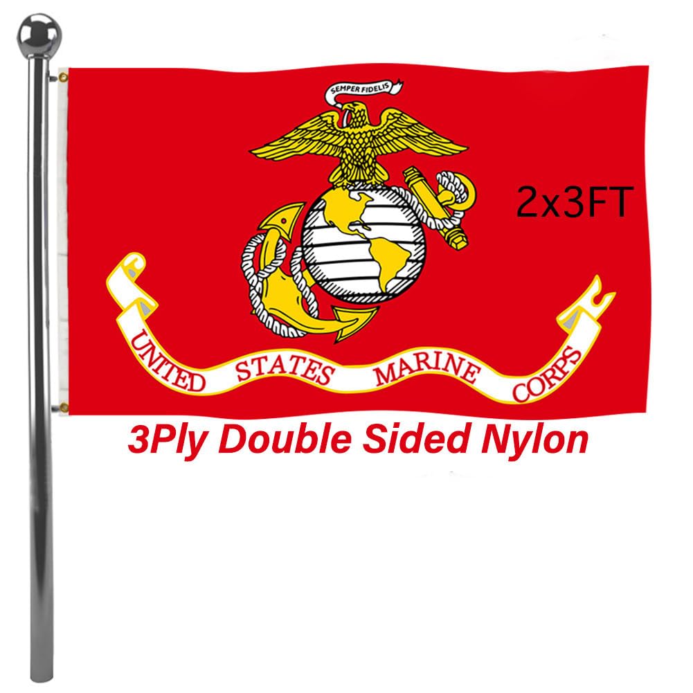 Photo 1 of Jayus US Marine Corps Military Flags 2x3 Outdoor - 320D Heavy Duty Nylon Double Sided USMC Army Flag Banner with 2 Grommets