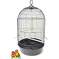 Round Bird CAGE for Small Size Birds Flight, Cockatiel Lovebird Finches Canary Parakeet Aviary Budgie (13" D X 25" H, Black)