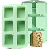 QELEG 2Pcs Silicone Mini Loaf Pans,6 Cavities Non-stick Silicone Muffin Pans for Baking,Shortbread Pan for Mini Bread, Brownie, Cornbread, Cheesecake and Chocolate (2 Pack)