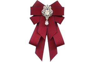 Hailong Ming Ribbon Bow Tie Brooch Pin Pre-Tied Necktie Lightweight for Women Girls Fashion Suit Uniform DIY Craft