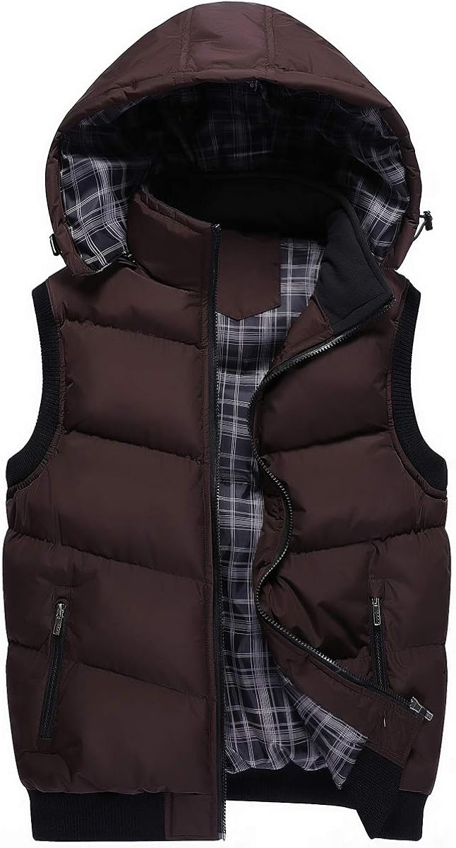 Daunenweste Herren Ohne Kapuze-Winterweste Gefüttert Ärmelloseweste Mit Taschen Arbeits-weste Winter Sportweste Baumwolle Mit Langem Kragen Steppweste Full-Zip Reißverschluss Sportwesten