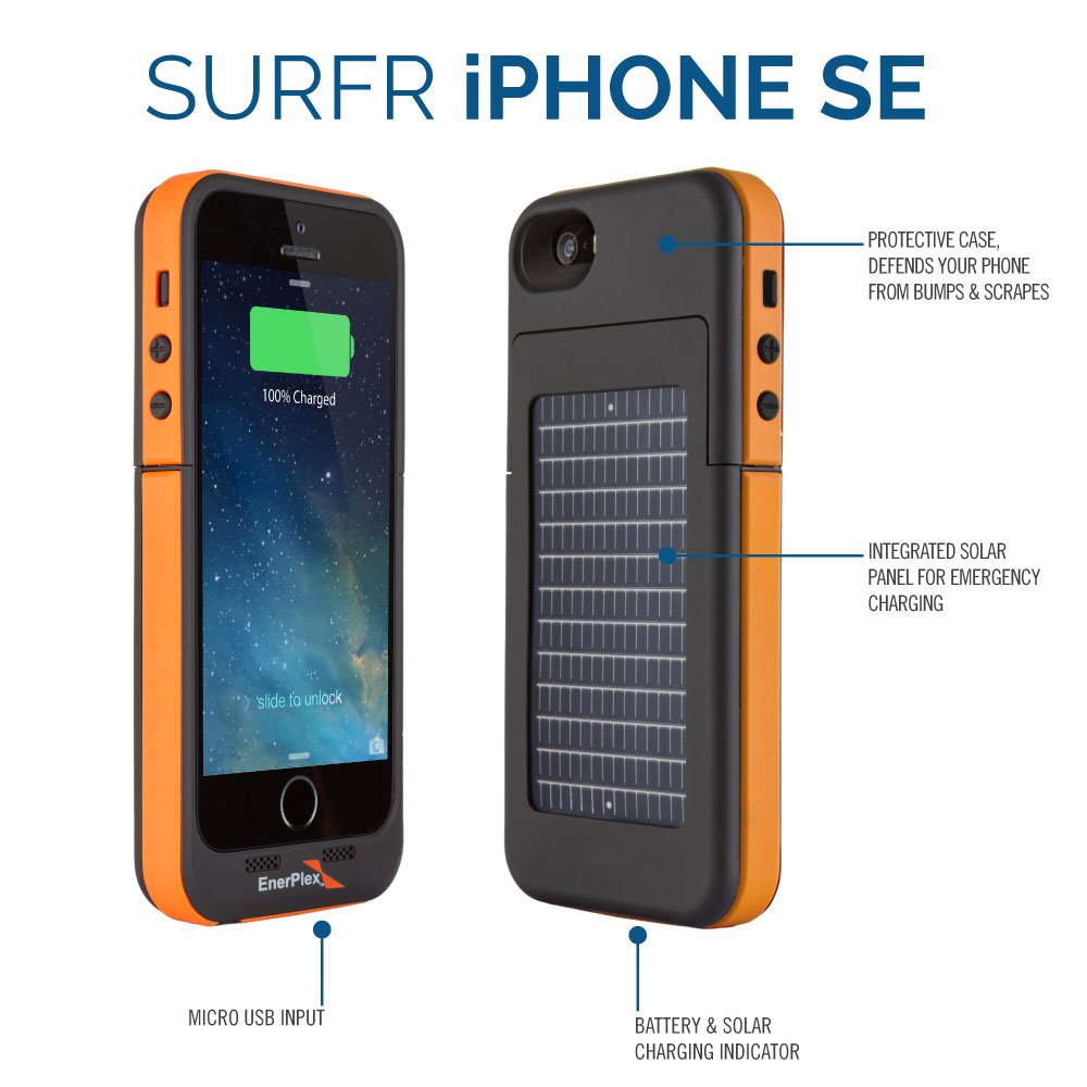 Solar Powered Case for iPhone SE/5/5S, Black/Blue, SFI2000BL eBay