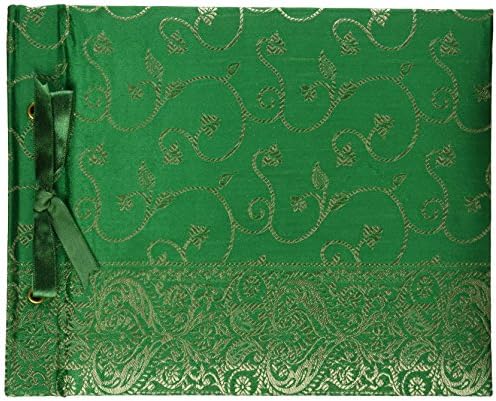 Aritsan Handicrafts PA1GRN Handcrafted Ornate Scrapbook with Handmade Paper Pages, Small, Green