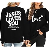 ELDPS Valentines Sweatshirt for Women: Love Heart Graphic T Shirt Christian Long Sleeve Pullover Top