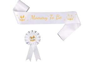 Mommy to Be Sash, with Daddy to Be Badge Pin Gold & White Mom to Be Sash Decor Set Pregnancy Sash Gender Reveals Gift Baby Sh