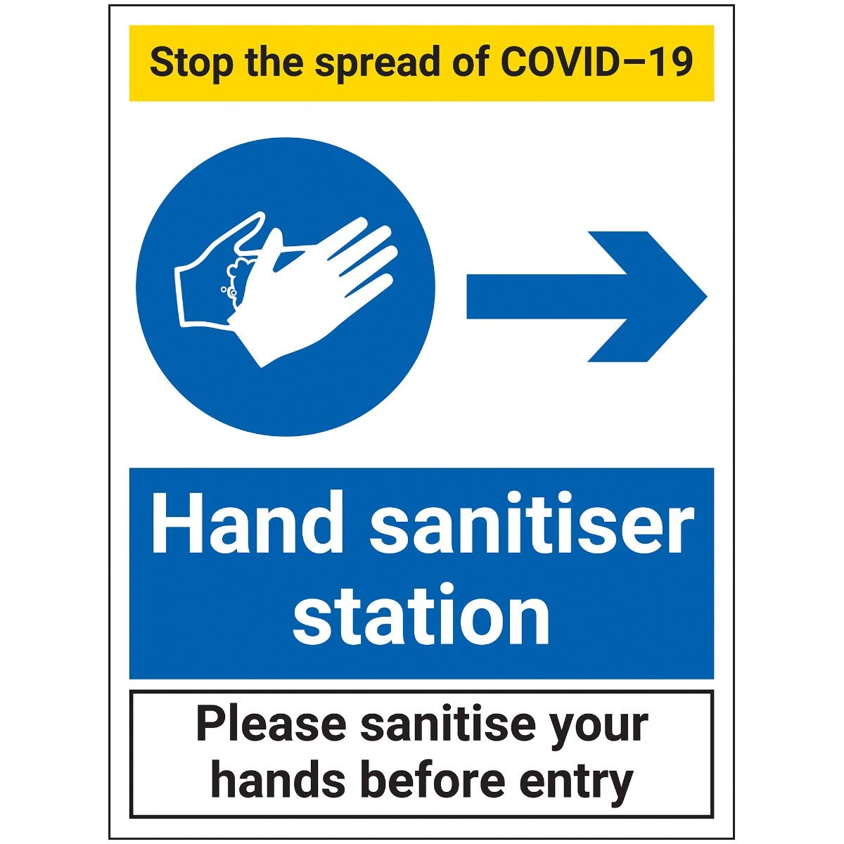 V Safety Stop The Spread - Hand Sanitiser Station Right - 300x400mm - Self Adhesive Vinyl