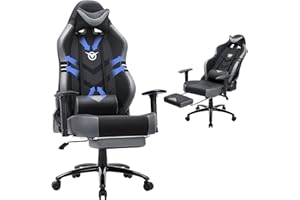 COLAMY Big and Tall Gaming Chair with Footrest 350lbs-Racing Computer Gamer Chair, Ergonomic High Back PC Office Chair with Wide Seat, 3D Armrest for Adult-Black/Grey