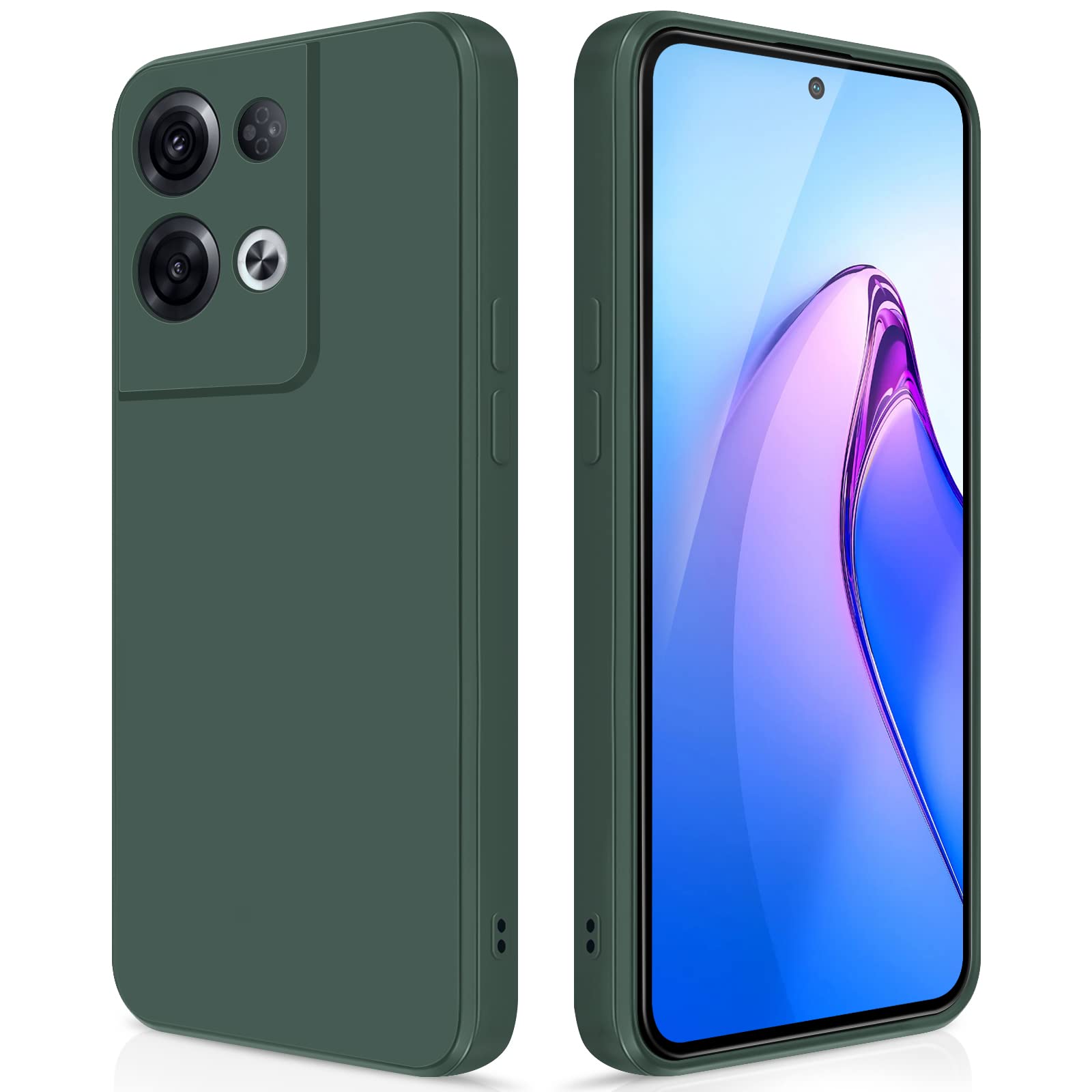 GiiYoon Case Compatible with OPPO Reno8 Pro, Silky-Soft Touch Full-Body Protective Phone Silicone Case, Shockproof Cover with Microfiber Lining, Green — image 1