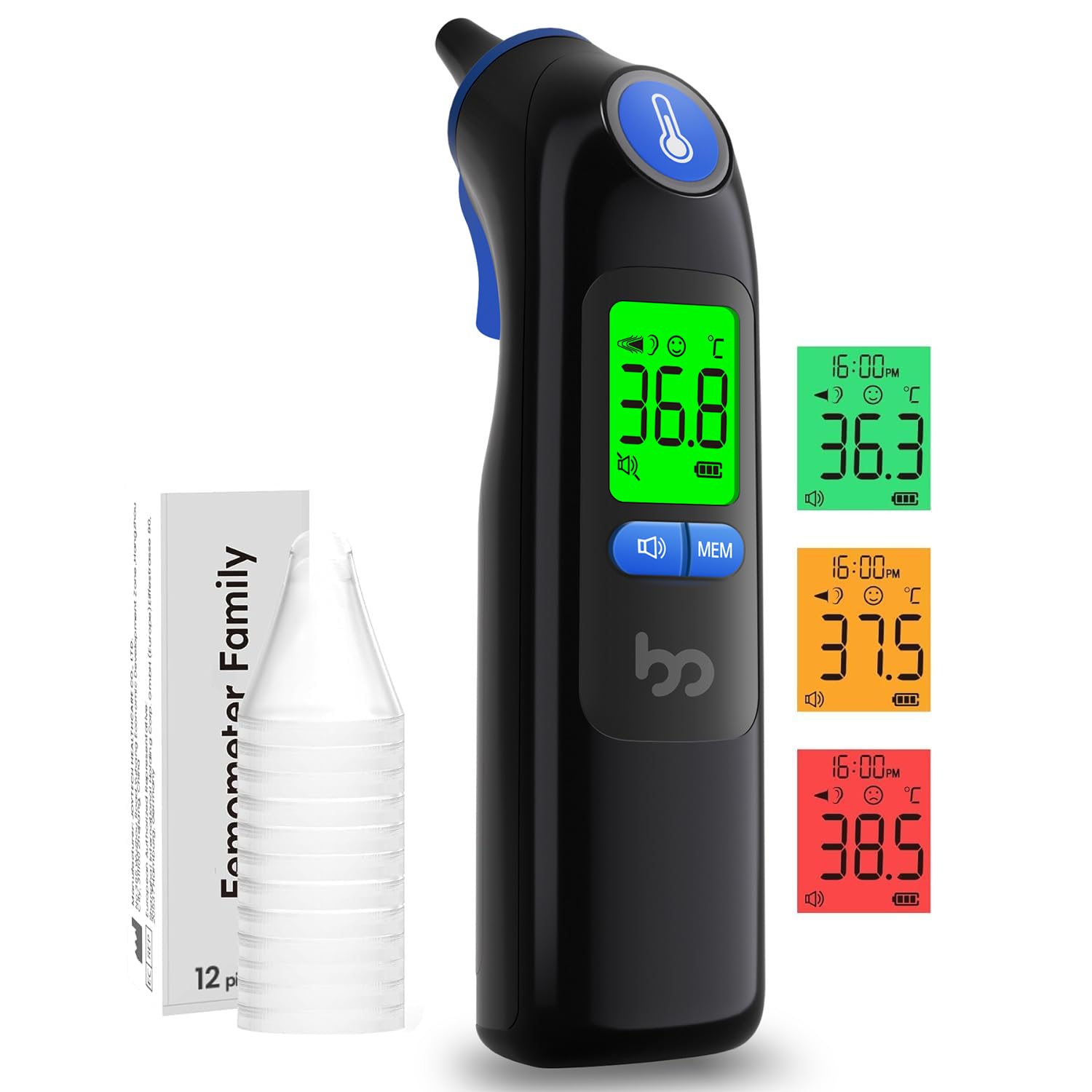 Ear Thermometer, Professional Accuracy Ear Thermometer for Adults and Baby, 3-Color Fever Alert Code